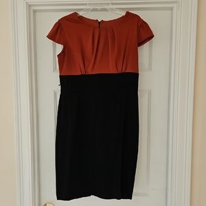 Roz & Ali Black and Orange Midi Dress